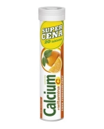 Calcium + witamina C, smak pomarańczowy, 20 tabletek musujących