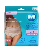 Canpol Babies, oddychające majtki poporodowe 2w1, z podkładem, jednorazowe, rozmiar S/M