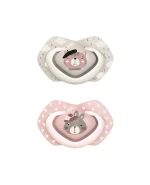 Canpol Babies, smoczek uspokajający, 6-18 miesięcy, silikonowy, symetryczny, Bonjour Paris, różowy, 2 sztuki
