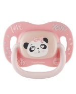 Canpol Babies, smoczek uspokajający, od 18 miesiąca, silikonowy, symetryczny, świecący w ciemności, Exotic Animals, panda, 1 sztuka