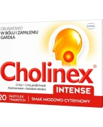 Cholinex Intense 2,5 mg + 1,2 mg, smak miodowo-cytrynowy, 20 pastylek twardych do ssania