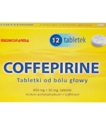 Coffepirine Tabletki od bólu głowy 450 mg + 50 mg, 12 tabletek