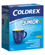 Coldrex Junior C 300 mg + 20 mg +5 mg, proszek do sporządzania roztworu doustnego dla dzieci 6-12 lat, smak cytrynowy, 10 saszetek