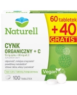 Naturell Cynk Organiczny + C, 60 tabletek + 40 tabletek gratis