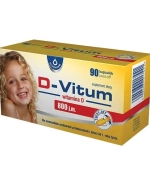 D-Vitum 800 j.m., witamina D dla noworodków urodzonych przedwcześnie i dzieci od 1 roku, 90 kapsułek twist-off