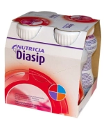 Diasip, preparat odżywczy dla diabetyków, smak truskawkowy, 4 x 200 ml