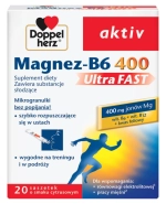 Doppelherz Aktiv Magnez - B6 UltraFAST 400, smak cytrusowy, 20 saszetek