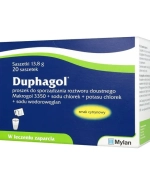 Duphagol (dawniej Moxalole) 13,125 g + 350,7 mg + 46,6 mg + 178,5 mg, proszek do sporządzania roztworu doustnego, smak cytrynowy, 20 saszetek