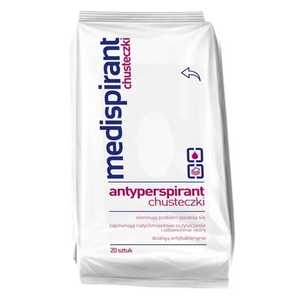 Medispirant, chusteczki nawilżane, antyperspirant, 20 sztuk
