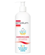 Emolium Dermocare 3w1, płyn do kąpieli, żel do mycia, szampon po 1 miesiącu życia, 400 ml