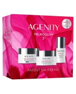 Zestaw Agenity 5° NeuroGlow 2025, modelujący krem odmładzający na dzień, SPF 20, 50 ml + naprawczy krem odmładzający na noc, 50 ml + odmładzający koncentrat peptydowy, 30 ml