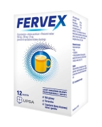 Fervex 500 mg + 200 mg + 25 mg, granulat do sporządzania roztworu doustnego, smak cytrynowy, 12 saszetek