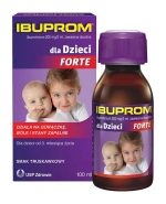 Ibuprom dla Dzieci Forte 200 mg/ 5ml, zawiesina doustna od 3 miesiąca, smak truskawkowy, 100 ml