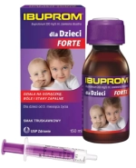 Ibuprom dla Dzieci Forte 200 mg/ 5 ml, zawiesina doustna, od 3 miesiąca życia, smak truskawkowy, 150 ml