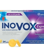Inovox Express 2 mg + 0,6 mg + 1,2 mg, smak miodowo-cytrynowy, 24 pastylki