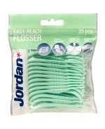 Jordan Easy Reach Flosser, nić dentystyczna i wykałaczki 2w1, miętowe, 25 sztuk