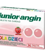 Junior-angin, dla dzieci od 4 lat, smak truskawkowy, 36 tabletek do ssania
