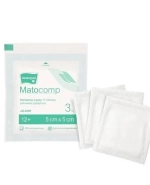 Matopat Matocomp, kompresy jałowe, 100% bawełny, 17-nitkowe, 12-warstwowe, 5 cm x 5 cm, 3 sztuki