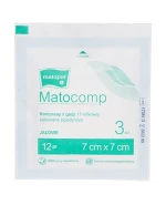 Matopat Matocomp, kompresy jałowe, 100% bawełny, 17-nitkowe, 12-warstwowe, 7 cm x 7 cm, 3 sztuki