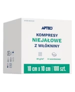 Apteo Kompresy niejałowe z włókniny 10 cm x 10 cm, 100 sztuk