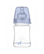 Lovi Diamond Glass, butelka szklana ze smoczkiem dynamicznym, mini, Baby Shower, Boy, od urodzenia, 150 ml