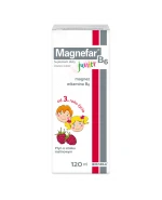 Magnefar B6 Junior, płyn dla dzieci od 3 lat i dorosłych, smak malinowy, 120 ml