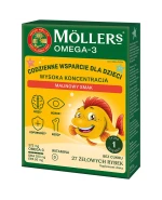 Moller's Omega 3 Rybki Wysoka Koncentracja, żelki, smak malinowy, 27 sztuk