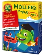 Moller's Omega-3 Rybki, żelki, smak malinowy, 36 sztuk