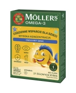 Moller's Omega 3 Rybki Wysoka Koncentracja, żelki, smak owocowy, 27 sztuk