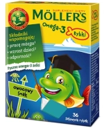 Moller's Omega-3 Rybki, żelki, smak owocowy, 36 sztuk