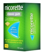 Nicorette Classic Gum 4 mg, guma do żucia lecznicza, 105 sztuk