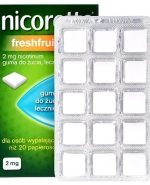 Nicorette FreshFruit 2 mg, guma do żucia, lecznicza, 105 sztuk