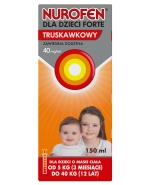 Nurofen dla dzieci Forte truskawkowy 40 mg/ml, zawiesina doustna, od 3 miesiąca do 12 lat, 150 ml