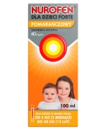 Nurofen dla dzieci Forte pomarańczowy 40 mg/ml, zawiesina doustna, od 3 miesiąca do 12 lat, 100 ml