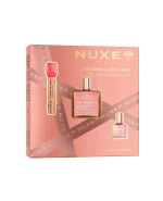 Nuxe zestaw The Infinite Glow in Pink, Very Rose serum do ust, 8 ml + Huile Prodigieuse Or Florale, olejek z drobinkami, 50 ml + Huile Prodigieuse Florale, olejek, 10 ml