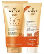 Nuxe Sun, mleczko do opalania twarzy i ciała SPF50, 150 ml +  żel pod prysznic po opalaniu, 100 ml