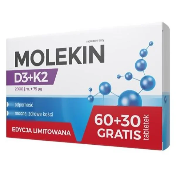 Molekin D3+K2 2000 j.m. + 75 µg, 60 +30 tabletek