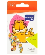 Matopat Happy, plastry dla dzieci z opatrunkiem, Garfielfd, 12 sztuk