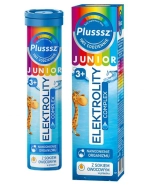 Plusssz Junior Elektrolity Complex, dla dzieci powyżej 3 roku życia, smak pomarańczowy, 20 tabletek musujących