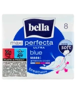 Bella Perfecta Ultra, podpaski higieniczne Extra Soft ze skrzydełkami, Maxi Blue, 8 sztuk