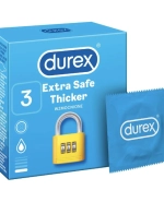 Durex Extra Safe, prezerwatywy z większą ilością lubrykantu, wzmocnione, 3 sztuki