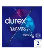 Durex Extra Safe, prezerwatywy z większą ilością lubrykantu, wzmocnione, 3 sztuki