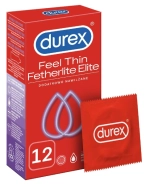 Durex Fetherlite Elite, prezerwatywy z większą ilością lubrykantu, cieńsze, 12 sztuk