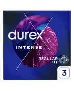 Durex Intense, prezerwatywy z żelem stymulującym, prążkowane z wypustkami, 3 sztuki