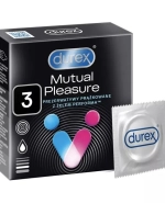 Durex Mutual Pleasure, prezerwatywy z lubrykantem przedłużającym stosunek, prążkowane z wypustkami, 3 sztuki
