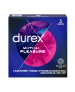 Durex Mutual Pleasure, prezerwatywy z lubrykantem przedłużającym stosunek, prążkowane z wypustkami, 3 sztuki
