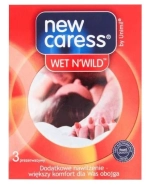 Unimil New Caress Wet N'Wild, prezerwatywy dodatkowo nawilżane, 3 sztuki