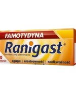 Famotydyna Ranigast 20 mg, 20 tabletek powlekanych