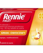 Rennie Fruit 680 mg + 80 mg, smak owocowy, 24 tabletki do ssania