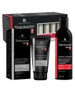 Seboradin Men Forte, kuracja przeciw wypadaniu włosów dla mężczyzn, 5,5 ml x 14 ampułek + Seboradin Men, szampon przeciw wypadaniu włosów, 200 ml